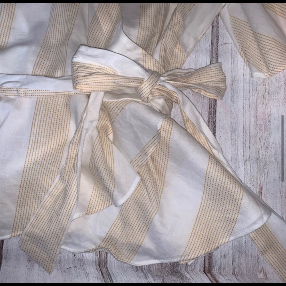 Loft wrap front striped gold and white blouse - Picture 6 of 16